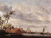 River Scene with Farmstead Salomon van Ruysdael